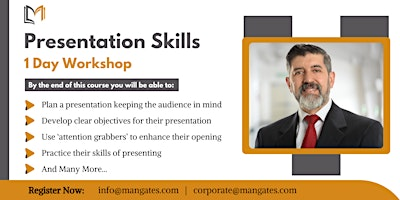 Presentation Skills 1 Day Training in Barrie | For venue details  reach us at: info@mangates.com