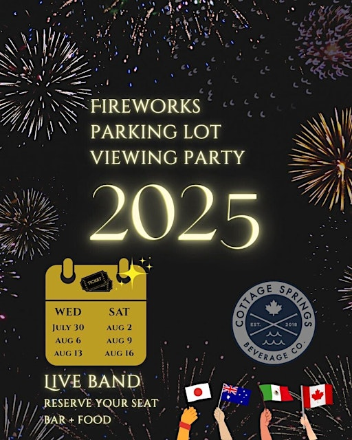 Fireworks Parking Lot Viewing Party - August 2nd 2025 | Tavern On The Hill