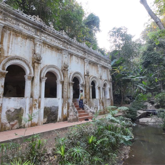 Temple on the mountain built into nature 