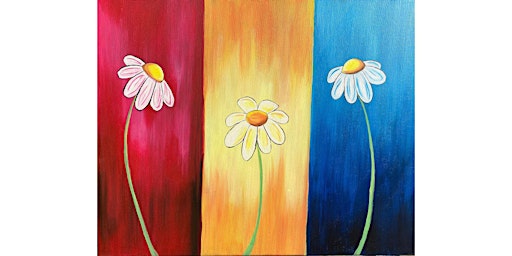 Paint and sip this fun "Trio of Daisies" painting at Mimi's Cafe in Folsom | Mimi's Cafe