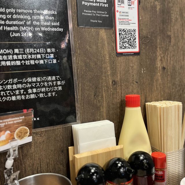 Ramen with free sesame seeds, eggs and mayo