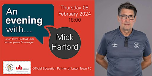 An Evening With Mick Harford (In person ticket) | G101, Campus Centre, University of Bedfordshire