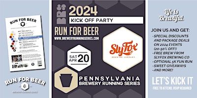 FREE Kickoff Party at Sly Fox Downtown | 2024 PA Brewery Running Series | Sly Fox Taphouse