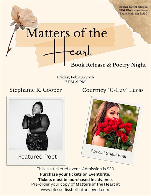 Matters Of The Heart-Book Release & Poetry Night | Brown Butter Shoppe