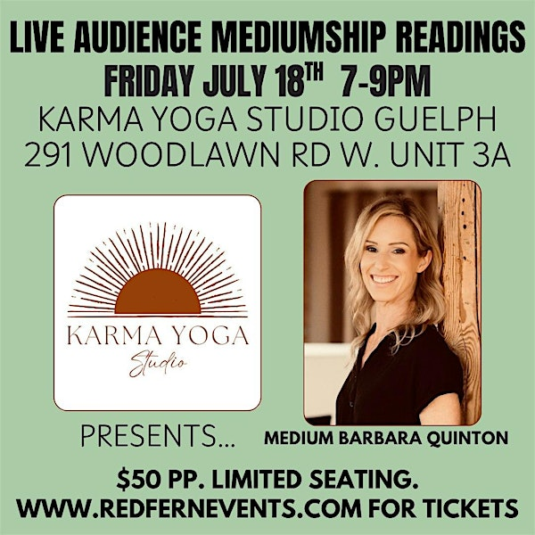 Live Audience Mediumship Readings, Guelph ON | Karma Yoga Studio