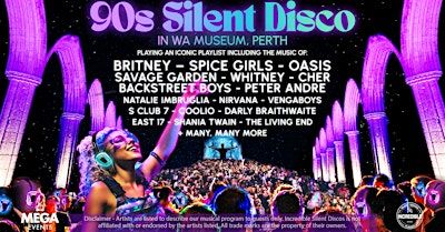 90s Silent Disco at WA Museum (City Room Outdoor Event Space)- Sat 11th Oct | WA Museum Boola Bardip