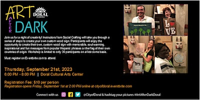 Hispanic Heritage Art After Dark Workshop - Custom Wood Sign (Doral) | Doral Cultural Arts Center