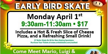 Early Bird with Mario & Friends | United Skates of America Roller Skating Center