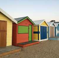 Lovely beach with the colourful bathing boxes