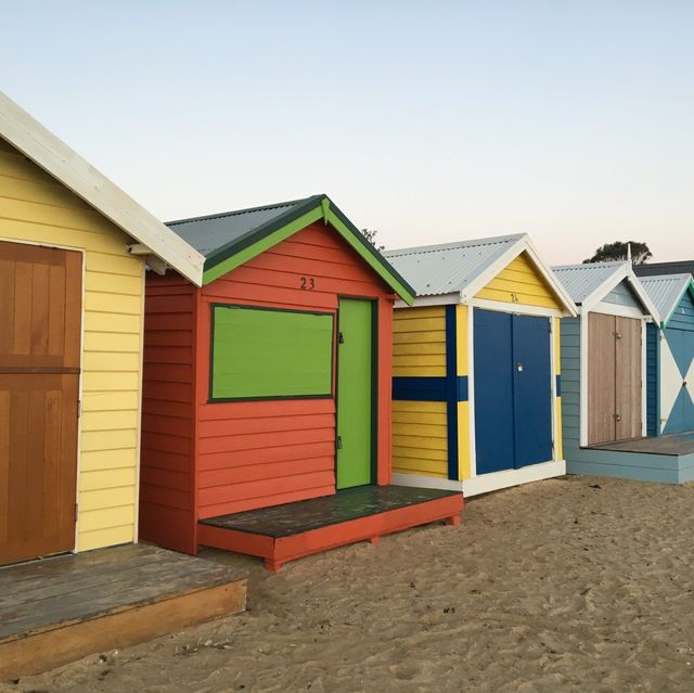 Lovely beach with the colourful bathing boxes