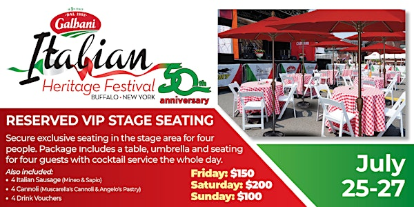 Galbani Italian Heritage Festival of Buffalo Reserved VIP Stage Seating | 1030 Hertel Ave