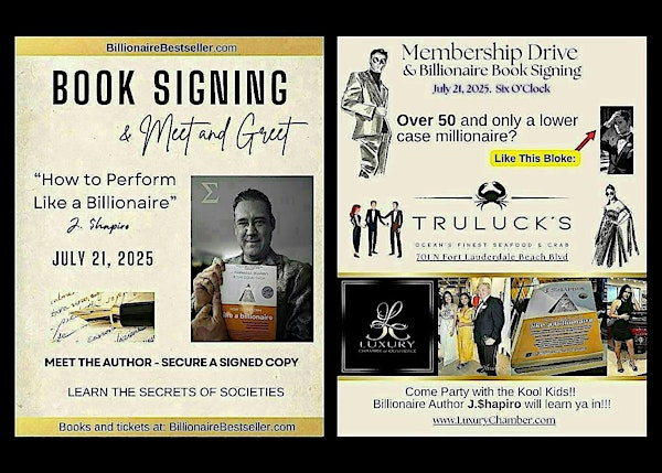 Billionaire Book Signing & Socialite Networking Party | Truluck's Ocean's Finest Seafood and Crab