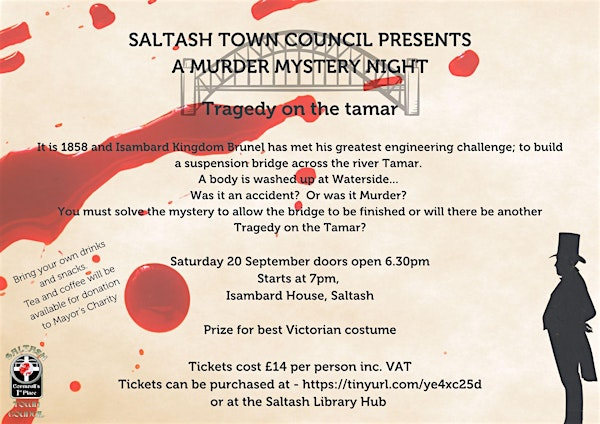 Tragedy on the  Tamar - A Murder Mystery Night | Isambard House
