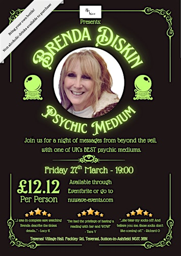 Psychic Night with Brenda Diskin – The Cockney Rebel | Teversal Village | Teversal Village Hall