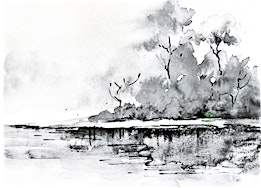 Black Ink Landscape, Adults and Teens Art Class | Expressive Brush Art Studio