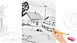 Cottage Sketch: Beginner Pencil and Sharpie Adults Class | Expressive Brush Art Studio