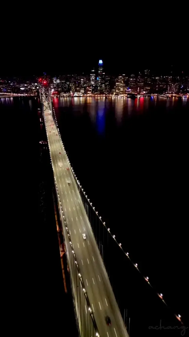 Stunning aerial view of the bridge and city