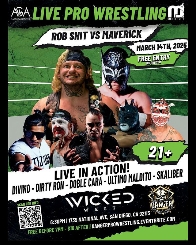 LIVE Pro Wrestling & vendors Wicked West (free before 7pm w/ticket; $10 GA) | Wicked West