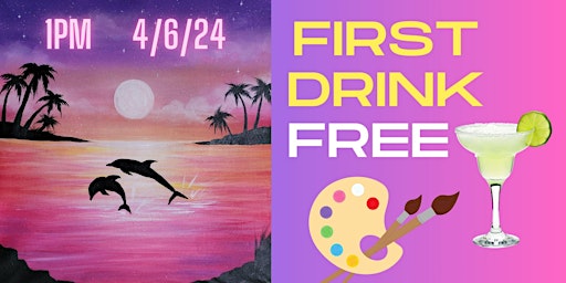 Paint & Sip at Parkside: "Dolphin Cove" (Stencils Provided!) 1pm 4/6/24 | Parkside Eatery + Bar