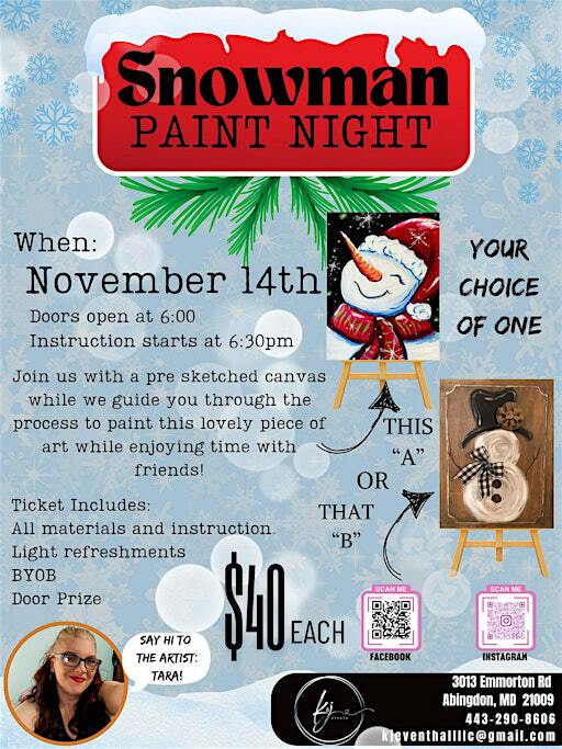 Snowman Paint Night | 3013 Emmorton Rd