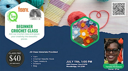 Beginner Crochet Class Hosted by Tanisha Nicholson, Owner of QTee | 14901 Potomac Town Pl #110