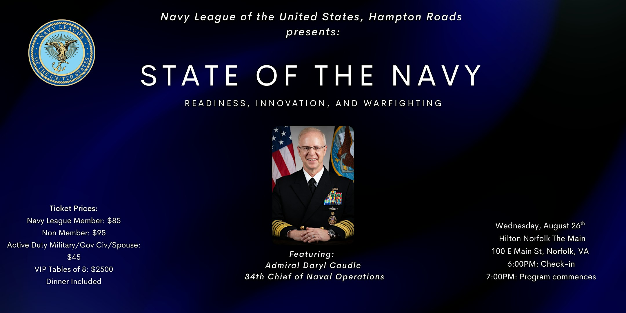 State of the Navy: Readiness, Innovation, & Warfighting | Hilton Norfolk The Main