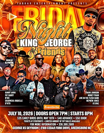 Friday Night with King George and Friends | 2108 Cedar Fork Dr