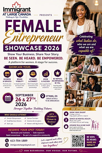 FEMALE ENTREPRENEUR SHOWCASE/SALON DE LA FEMME ENTREPRENEURE | Jim Durrell Recreation Centre