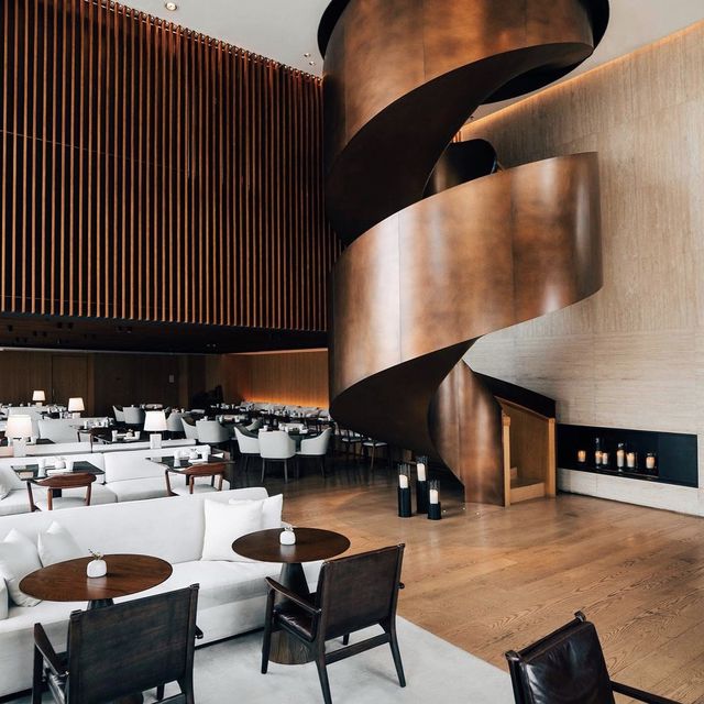 The hotel features ample public spaces 