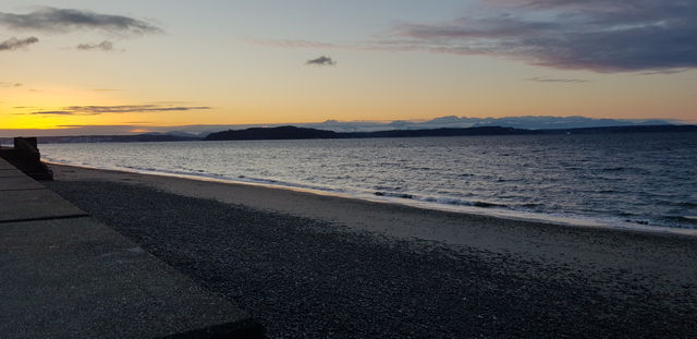 Alki Beach overlooking Seattle Skyline