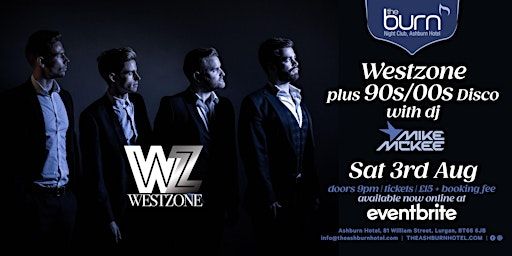 Westzone - Westlife and Boyzone Tribute Act | Ashburn Hotel