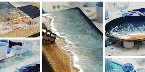 Resin Ocean wave  pour on a cheese board workshop | The Bloomin Cottage