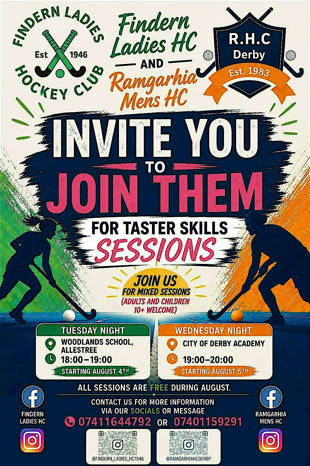 Field Hockey Free Taster Sessions August - Adults & Children (aged 10+) | City Of Derby Academy
