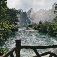 Waterfalls with the view on Vietnam