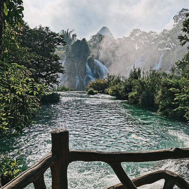 Waterfalls with the view on Vietnam