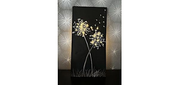 Wishing Flower Crushed Glass Canvas w lights Paint & Sip Art Class Akron | Nauti Vine Winery
