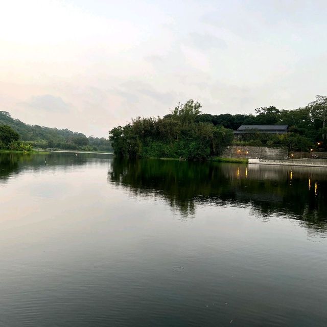 適合散步的青草湖，還可接到有溜滑梯的公園喔！