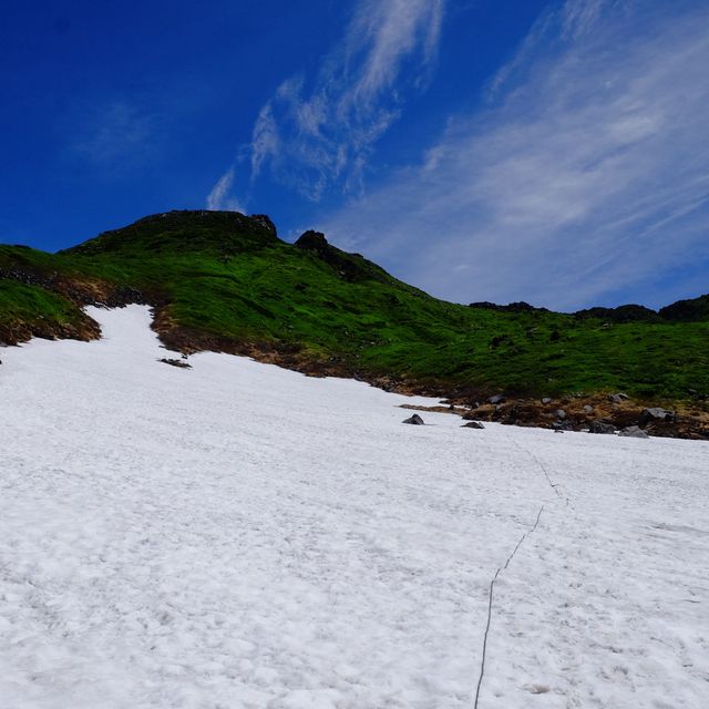 初夏の鳥海山の大雪渓