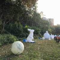 Ma On Shan park with festive decorations 