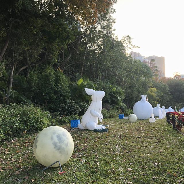 Ma On Shan park with festive decorations 