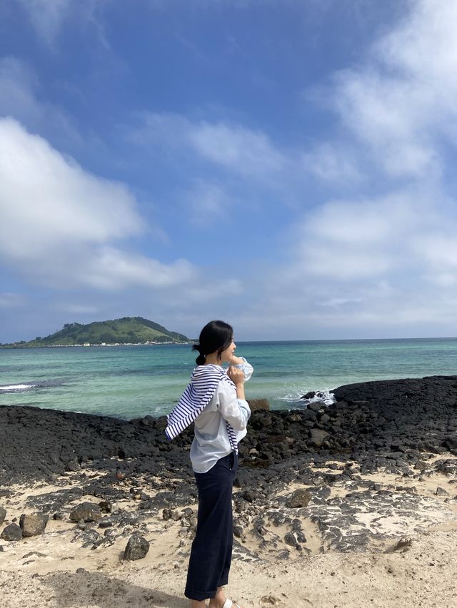 제주 서쪽 푸른바다가 예술인,협재 해수욕장