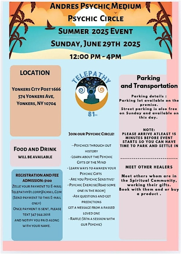 Psychic Circle Summer 2025 Event | 574 Yonkers Ave