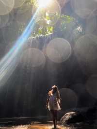 Spectacular cave waterfall in Bali