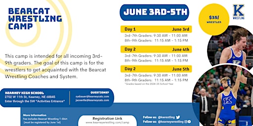 Bearcat Wrestling Camp (3rd-9th grade) | Kearney High School