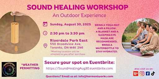 Sound Healing Workshop for Groups (Outdoor Experience) | Riverdale Park East