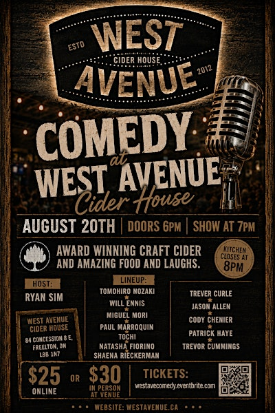 Comedy at West Avenue Cider House | West Avenue Cider House