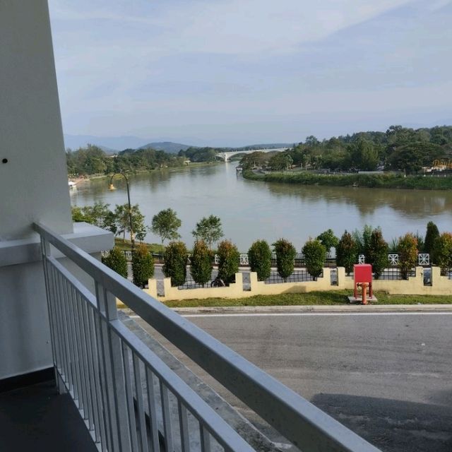 breakfast with perak river view..