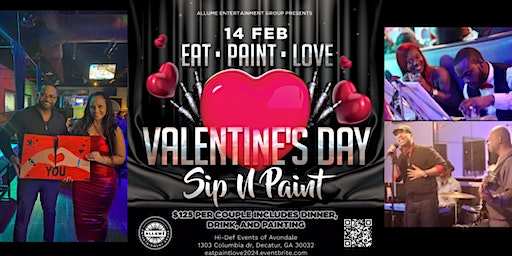 EAT PAINT LOVE Valentines Sip N Paint Atlanta | Hi-Def Events of Avondale