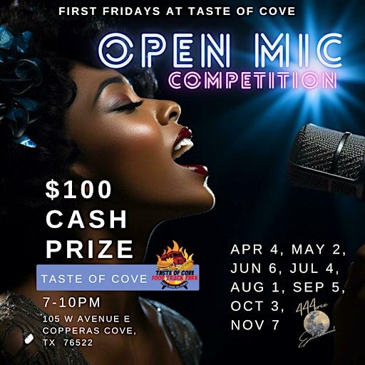 First Friday Open Mic Competition | Taste of Cove Food Truck Park, W Ave E, Copperas Cove, TX, USA