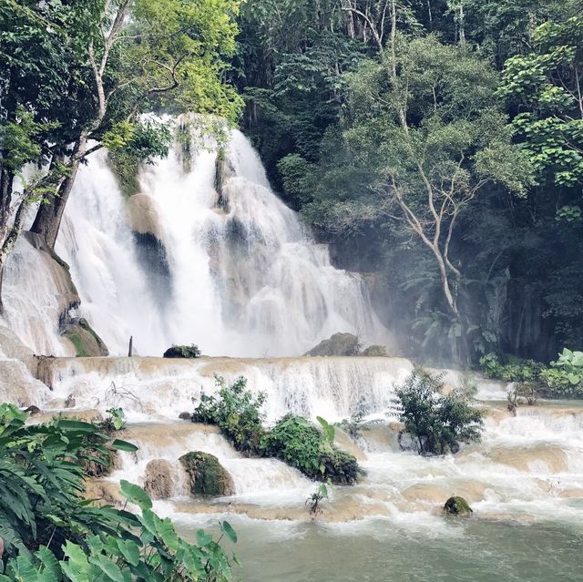 Beautiful Kuang Si waterfalls in Laos